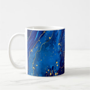 Taza De Café Textura lujosa de mármol de oro azul