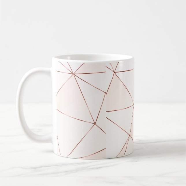 Taza De Café Textura poligonal metálica de cobre con brillo de  (Izquierda)