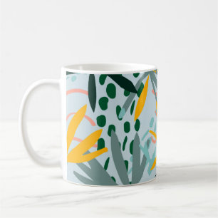 Taza De Café Textura sin costura tropical con hojas de palma, r
