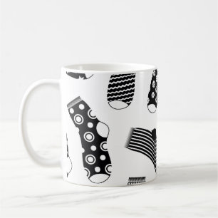 Taza De Café Textura vertical de calcetines a rayas y polka. B