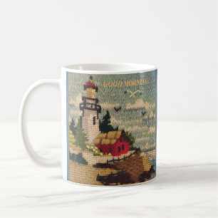 TAZA DE CAFÉ TEXTURACIÓN DE LA LIGHTHOUSE DE NEEDLEPOINT EN TE