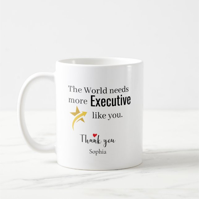 Taza De Café Thank You Executive — Custom Name (Izquierda)