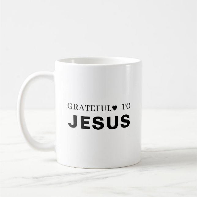 Taza De Café Thank You Jesus Modern Christian Faith Heart (Izquierda)
