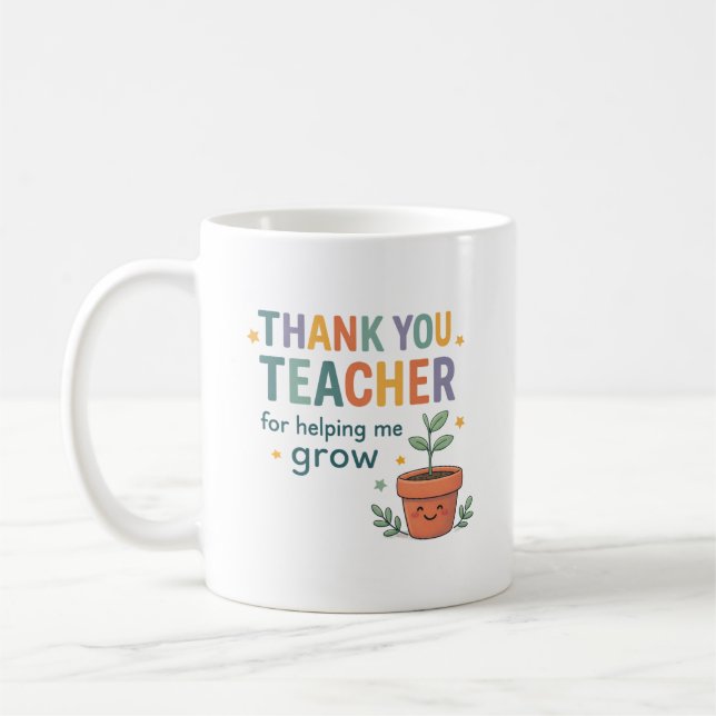 Taza De Café Thank You Teacher Grow Appreciation (Izquierda)