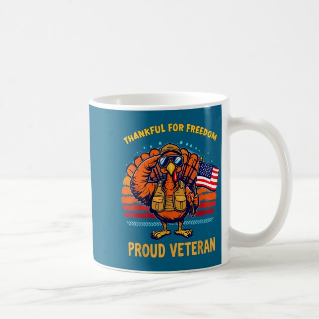 Taza De Café Thankful For Dom Proud Veteran Patriotic Thanksgiv (Derecha)