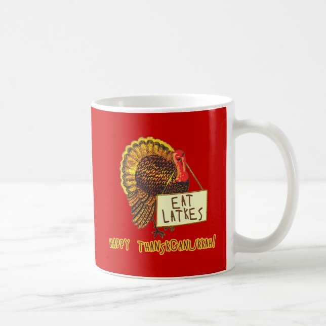 Taza De Café Thanksganukkah feliz COME los LATKES (Derecha)