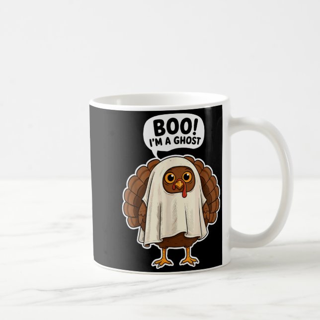 Taza De Café Thanksgiving Ghost Turkey Disguise Funny Halloween (Derecha)