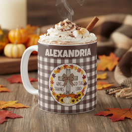 Taza De Café Thanksgiving Give Thanks To The Lord Brown Plaid