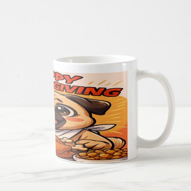 Taza De Café  Thanksgiving Mug:  Pugsgiving Edition (Derecha)