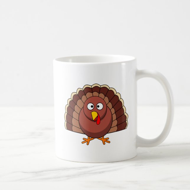 Taza De Café Thanksgiving Turkey With Pumpkin Cartoon (Derecha)