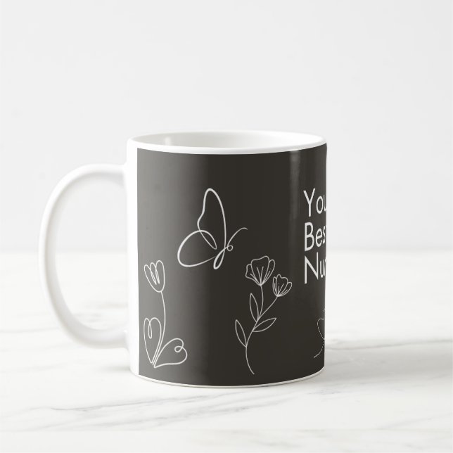 Taza De Café The Best Nurse - Doodle Design (Izquierda)