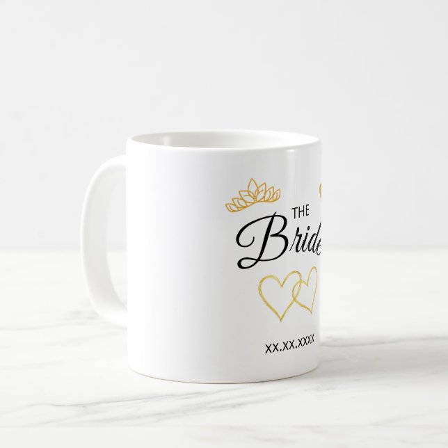 Taza De Café The Bride Wedding Date Elegant Design (Anverso izquierdo)