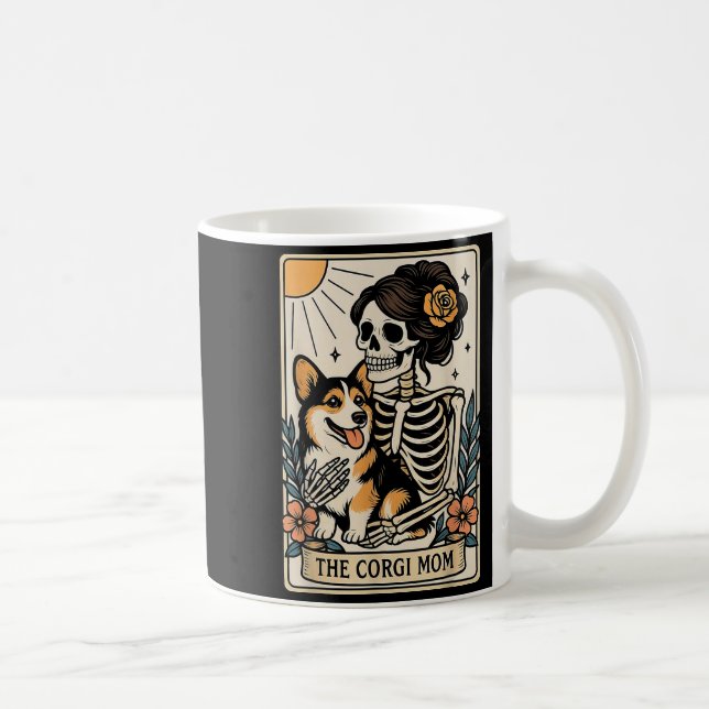 Taza De Café The Corgi Mom Tarot Card Skeleton Gothic Dog  (Derecha)