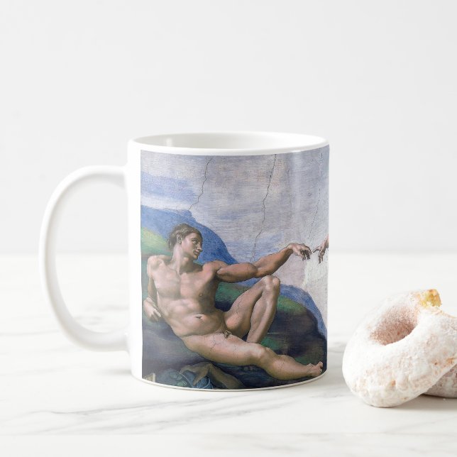 Taza De Café “ The Creation of Adam ” , Michelangelo (Con donut)