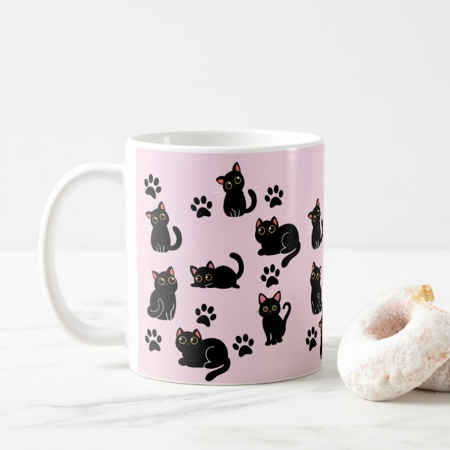 Taza De Café The Cutest Black Cat Mug Gift for Cat Lovers (Con donut)