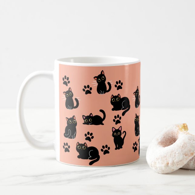 Taza De Café The Cutest Black Cat Mug Gift for Cat Lovers (Con donut)
