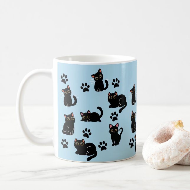 Taza De Café The Cutest Black Cat Mug Gift for Cat Lovers (Con donut)