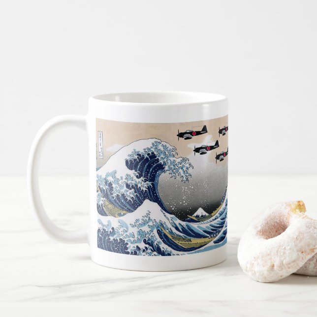 Taza De Café The Great Wave off Kanagawa + Zero Fighters (Con donut)