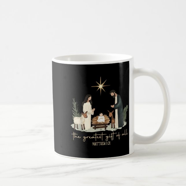 Taza De Café The Greatest Gift Of All Jesus Christian Holiday C (Derecha)