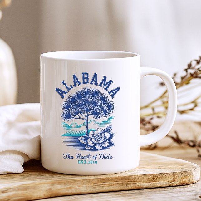 Taza De Café The Heart of Dixie – Alabama Floral and Tree  (Subido por el creador)