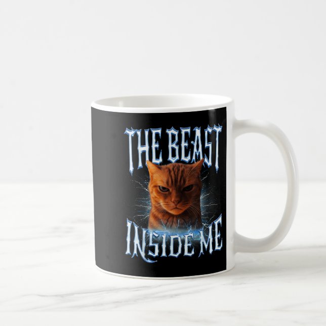 Taza De Café The Inside Me Funny Cat Joke Meme Graphic  (Derecha)