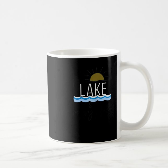 Taza De Café The Lake Is My Happy Place Boating Gift  (Derecha)