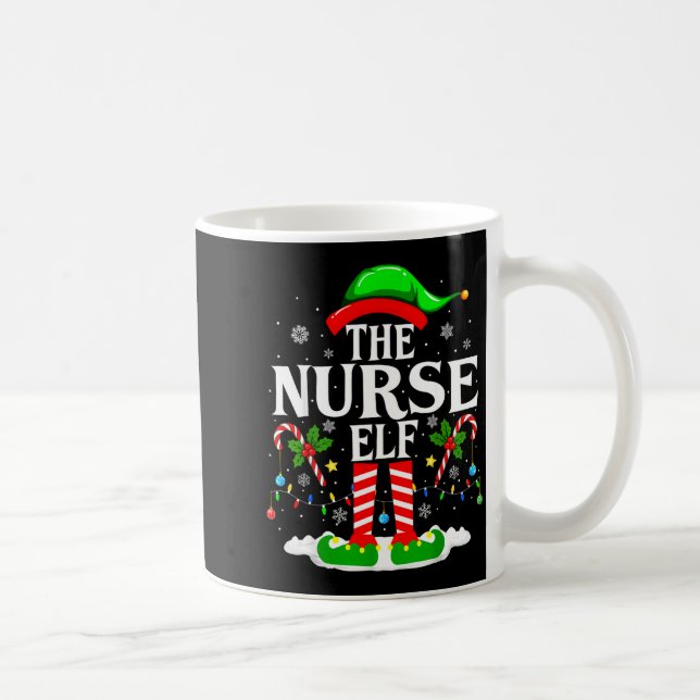 Taza De Café The Nurse Elf Christmas Nursing Funny Rn Christmas (Derecha)