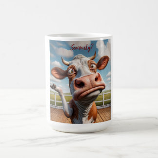 Taza De Café The Silly Cow - "¿En serio?" Diseño de comillas di