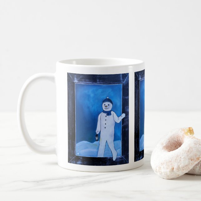 Taza De Café The Snowman's Escape Painting by Alfred Fox  (Con donut)
