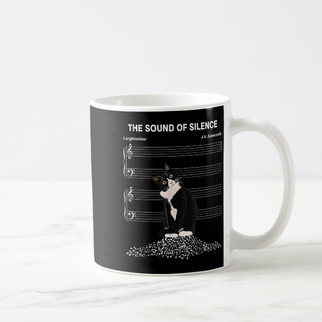 Taza De Café The Sound Of Silence Music And Cats Lover  (Derecha)