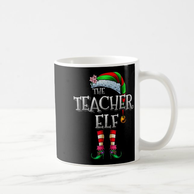 Taza De Café The Teacher Elf Shirt Matching Family Funny Christ (Derecha)