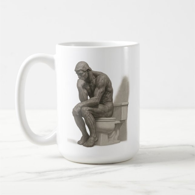 Taza De Café The Thinker on the Throne – Classical Charcoal Sty (Izquierda)