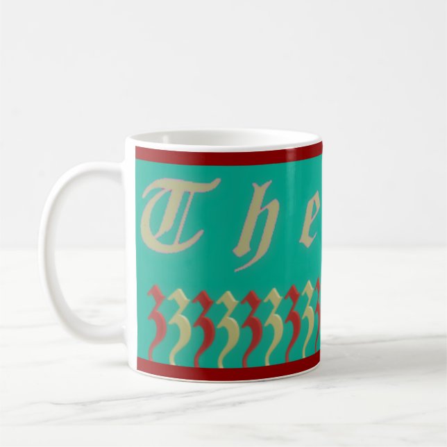 Taza De Café Theresa Diseño de nombre gráfico aqua azul y rojo (Izquierda)