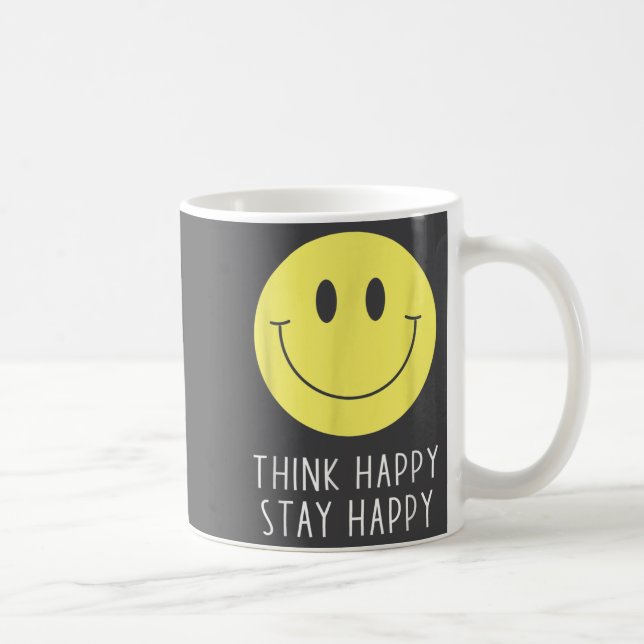 Taza De Café Think Happy Stay Happy Motivation Quote Yellow Smi (Derecha)
