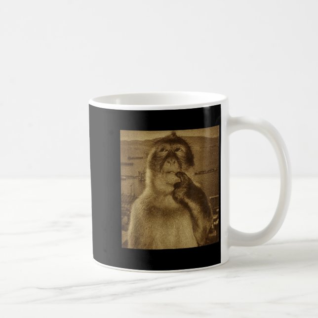 Taza De Café Thinking Monkey Meme Vintage Retro  (Derecha)