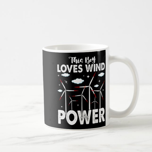Taza De Café This Boy Loves Wind Wer, Windmill Turbine Technici (Derecha)