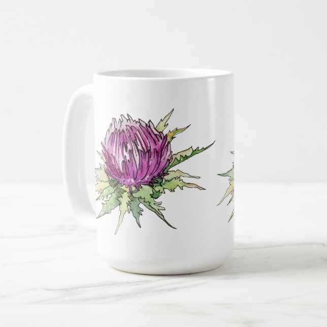 Taza De Café Thistle de color morado (Anverso izquierdo)