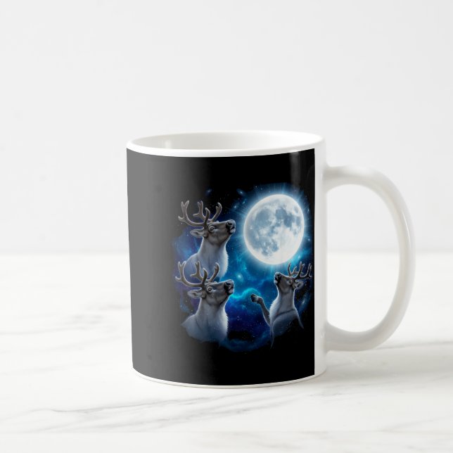 Taza De Café Three Reindeer Howling At The Moon Merry Christmas (Derecha)