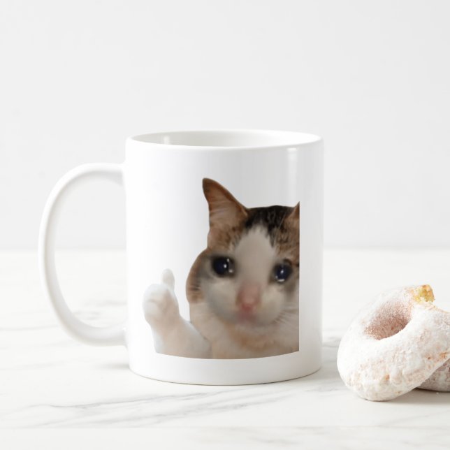 Taza De Café Thumbup Ok Cat Meme Mug Doble cara (Con donut)