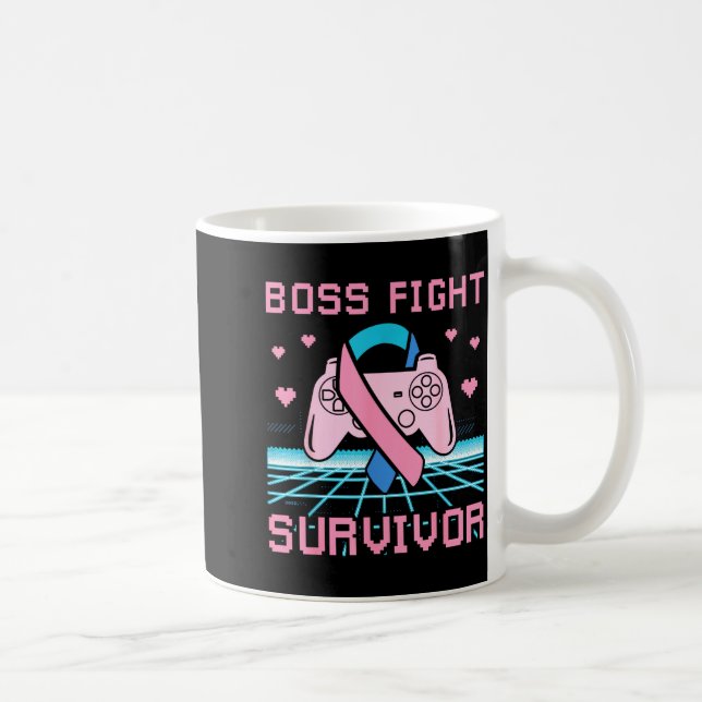 Taza De Café Thyroid Cancer Awareness Boss Fight Survivor Gamer (Derecha)