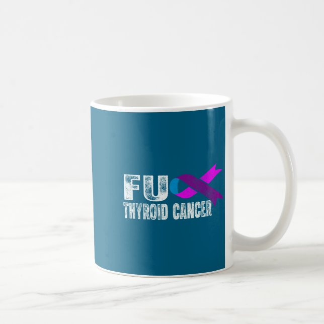 Taza De Café Thyroid Cancer Awareness Retro Thyroid Cancer Surv (Derecha)