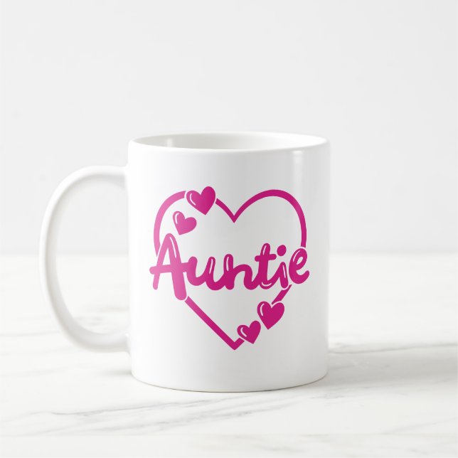 Taza De Café "Tía" en personalizado rosa de muñeca de moda (Izquierda)