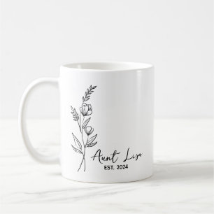 Taza De Café Tía EST. 2024, pronto será regalo de tía