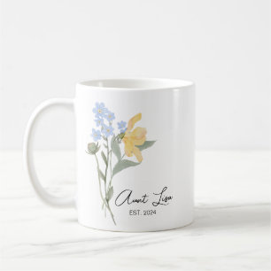 Taza De Café Tía Floral EST. 2024, pronto será regalo de tía
