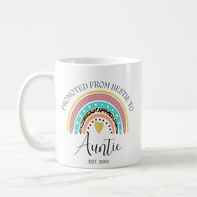 Taza De Café Tía personalizada, ascendida de Bestie a Aunti (Izquierda)