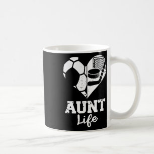 Taza De Café Tía Vida Fútbol Hockey Corazón Partido Deportes Ju