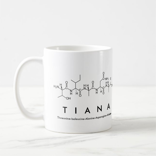 Taza De Café Tiana peptide name mug (Izquierda)
