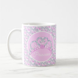 Taza De Café Tiara Mug rosa y plateado personalizable