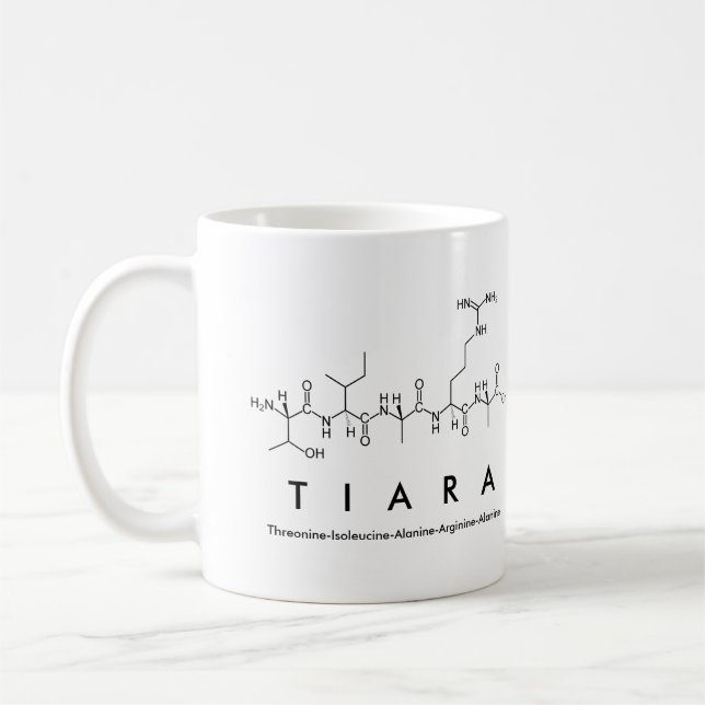 Taza De Café Tiara peptide nombre mug (Izquierda)