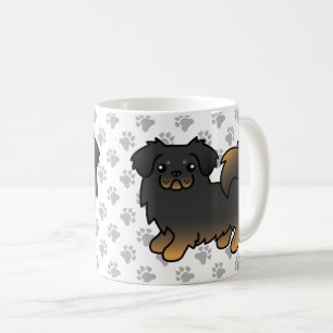 Taza De Café Tibetano Spaniel negro y canela Perro de dibujos a